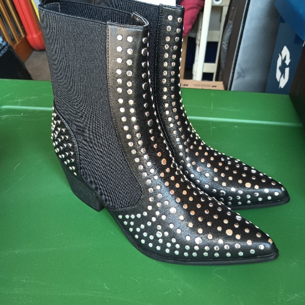 Black Studded Women's Ankle Boots